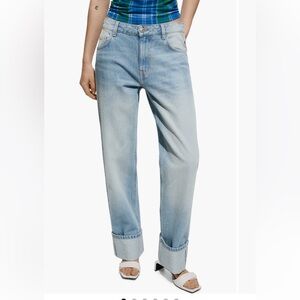 MNG by mango wide cuff straight jeans